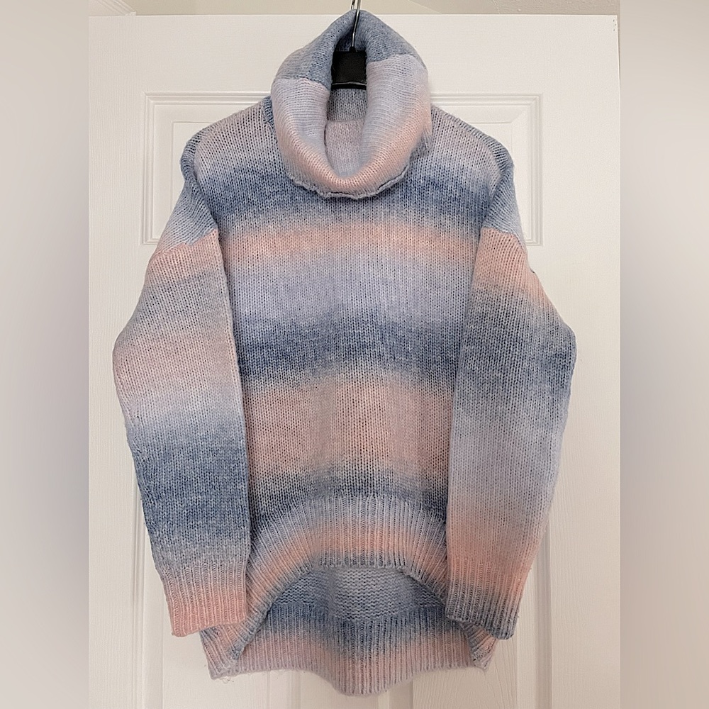 Mexx Ombre Cowl Neck Sweater in Blue and Pink